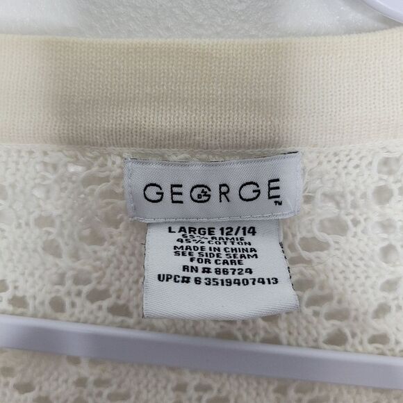 Vintage y2k cream Boho crochet tie front v neck ruffle cardigan Size large - Picture 4 of 7